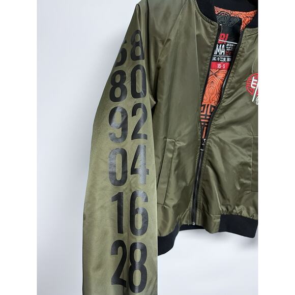 Bibisama Zodiac Monkey Olive Green Bomber Jacket XS-S Embroidered Streetwear - Picture 13 of 16